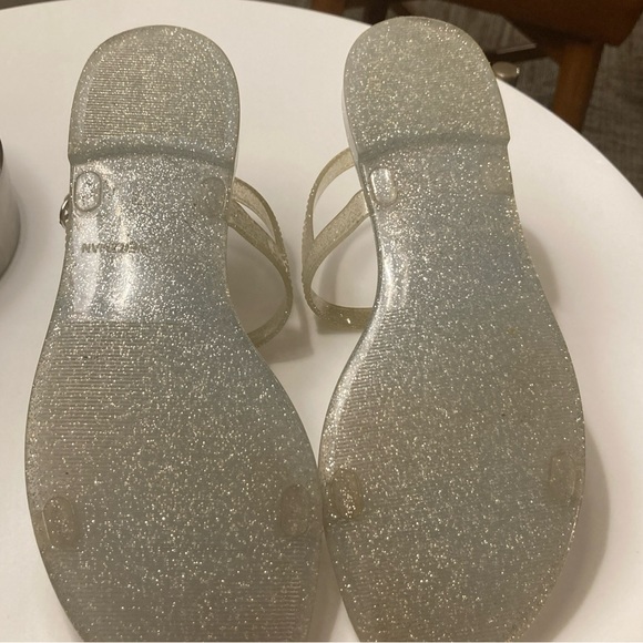 Stuart Weitzman | Clear, Silver Metallic | Mellie Jelly Flat Sandals | Size 7 - Picture 5 of 6